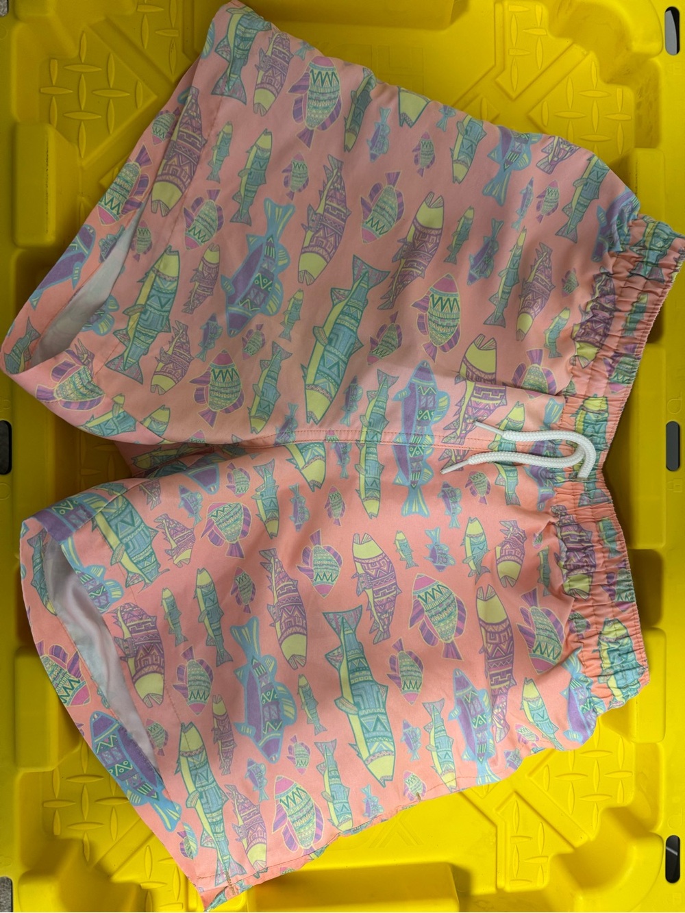 Chubbies Pink Swim Shorts with Multicolor Fish Print
